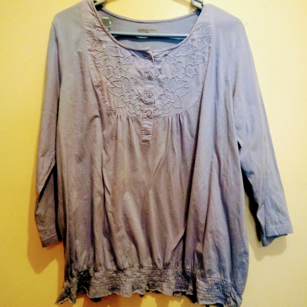 Women's Appleseeds Top Size XL Blue